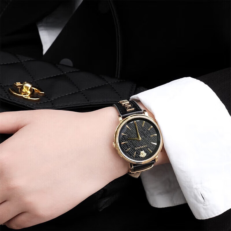 Versace Swiss Watch, Small Black Gold Quartz Women's Watch, Birthday Gift, Christmas Present, VBP040017-38MM Wearables