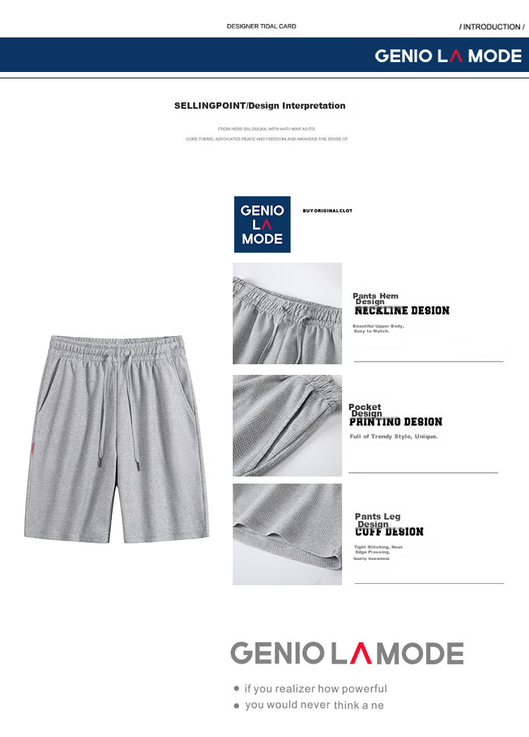 GENIOLAMODE Men's Shorts, Everyday Basic Solid Color, Drawstring, Loose Fit, Casual Comfortable Versatile Five-Point Pants 3