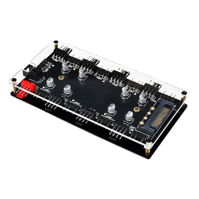 LinkStone ARGB Fan Hub 5V 3-Pin, Motherboard PWM Cooling 4-Pin Fan Hub RGB Light Strip, FAN HUB Computer Temperature-Controlled Speed Adjustment Board 8-Port Expansion Splitter