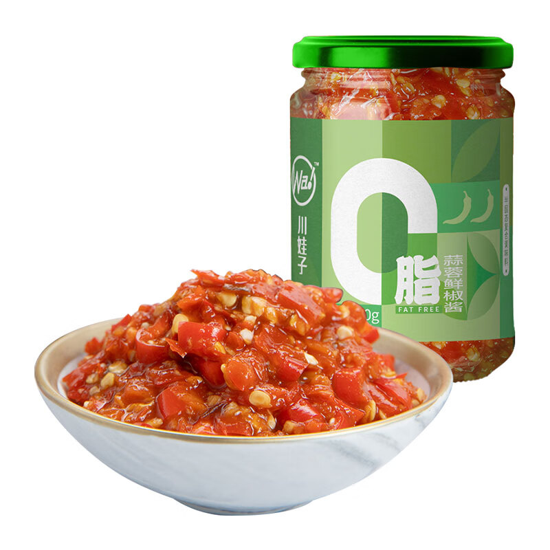川娃子 0脂肪辣椒酱 无油下饭调味酱 低脂健身拌饭拌面剁椒酱230g