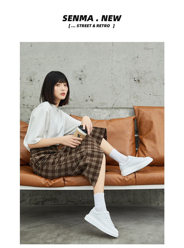 Senma Fashion Korean-Style Versatile Thick-Soled White Sneakers Breathable Comfortable Casual Shoes for Women 121134806 White Size 35 1