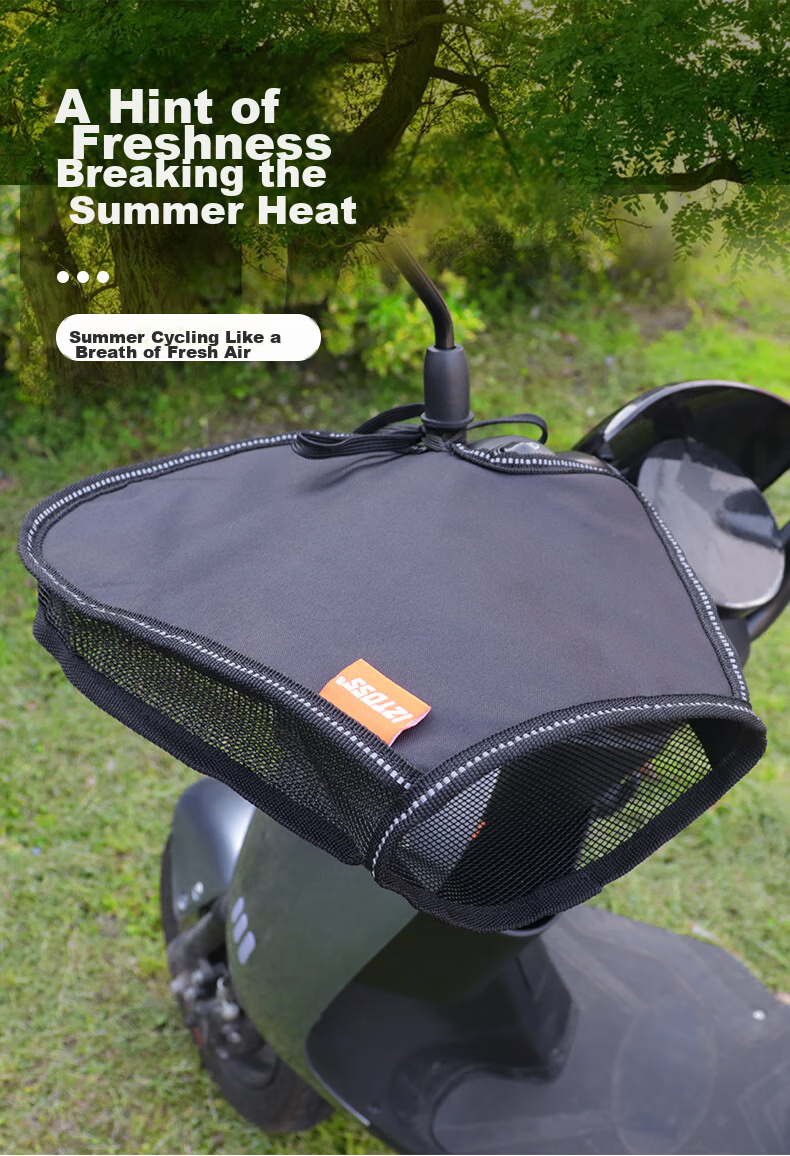 IZTOSS Motorcycle Handlebar Cover, UV-Resistant, Thin Summer Version, Waterproof, Electric Bike Sun Protection Gloves, Breathable And Cool for Summer, Windproof And Wear-Resistant, Black 1