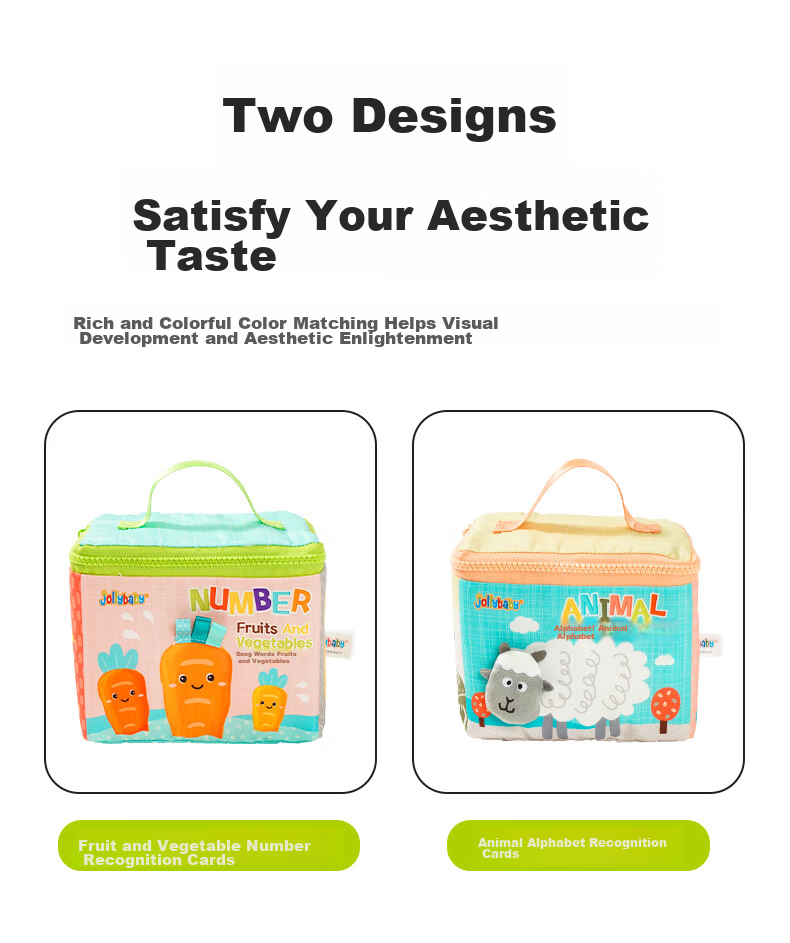 Jollybaby Children's Cloth Book Cognitive Cards, Colorful Picture Recognition Cards for Early Learning, Baby Flash Cards Toy - Animal And Letter Recognitio 14