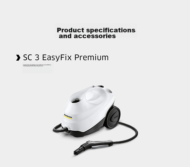 KARCHER German Steam Mop, Household High-Pressure High-Temperature Cleaning Machine, Kitchen Range Hood Cleaning Machine, Oil Removal, 30-Second Rapid Heating Floor Cleaner, Sterilization SC3 18