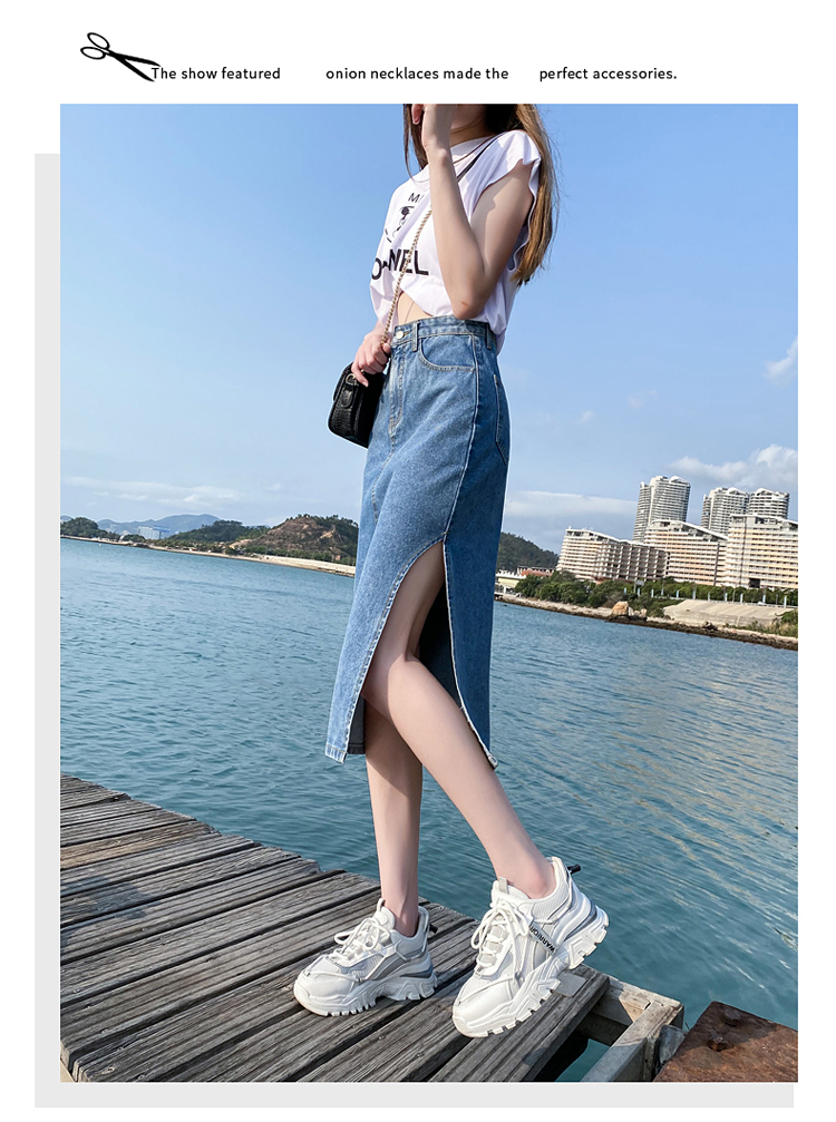 Jeanswest Women's High-Waist Denim Shorts Skirt Summer Slimming A-Line Petite Skirt Light Blue XL 12