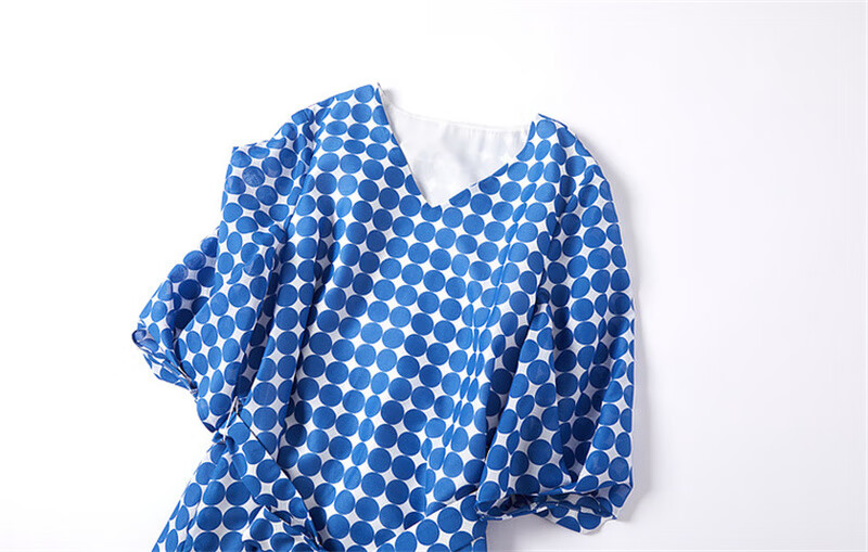 Dme Commuting Polka Dot Vintage Dress Summer V-Neck Lantern Sleeve Chiffon Mid-Length Dress for Women 12