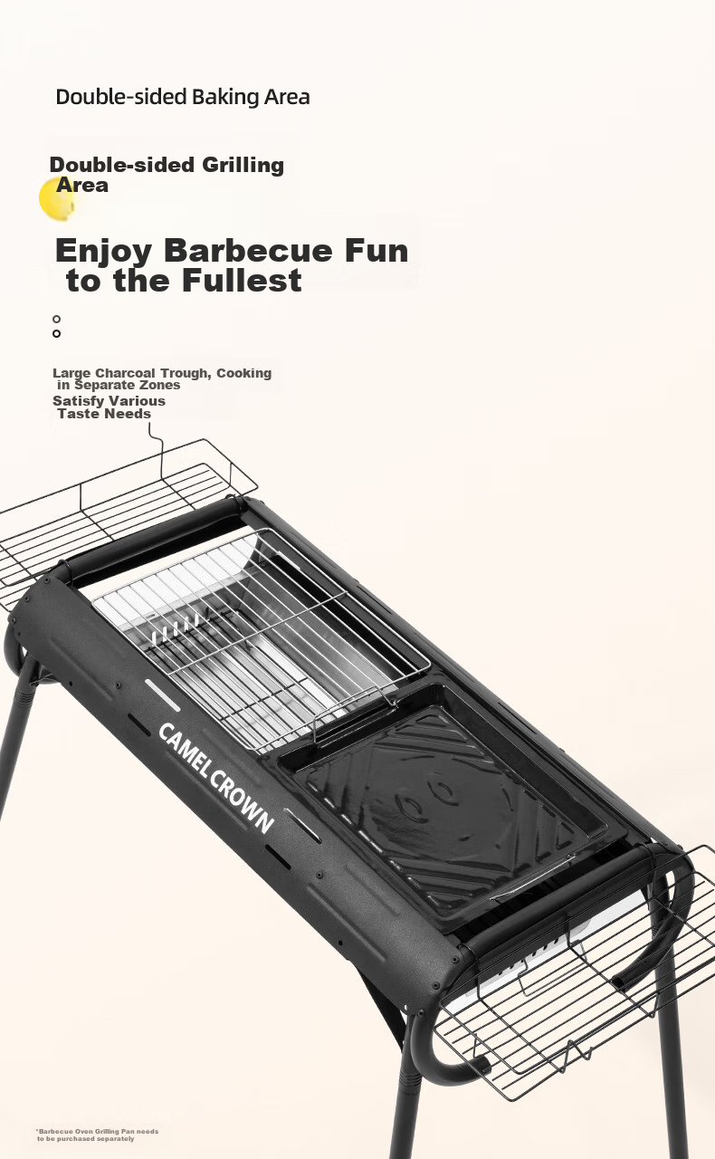 CAMELJEANS Home Barbecue Grill, Outdoor Camping Portable Charcoal Grill with Matching Griddle, 174BH05721 4