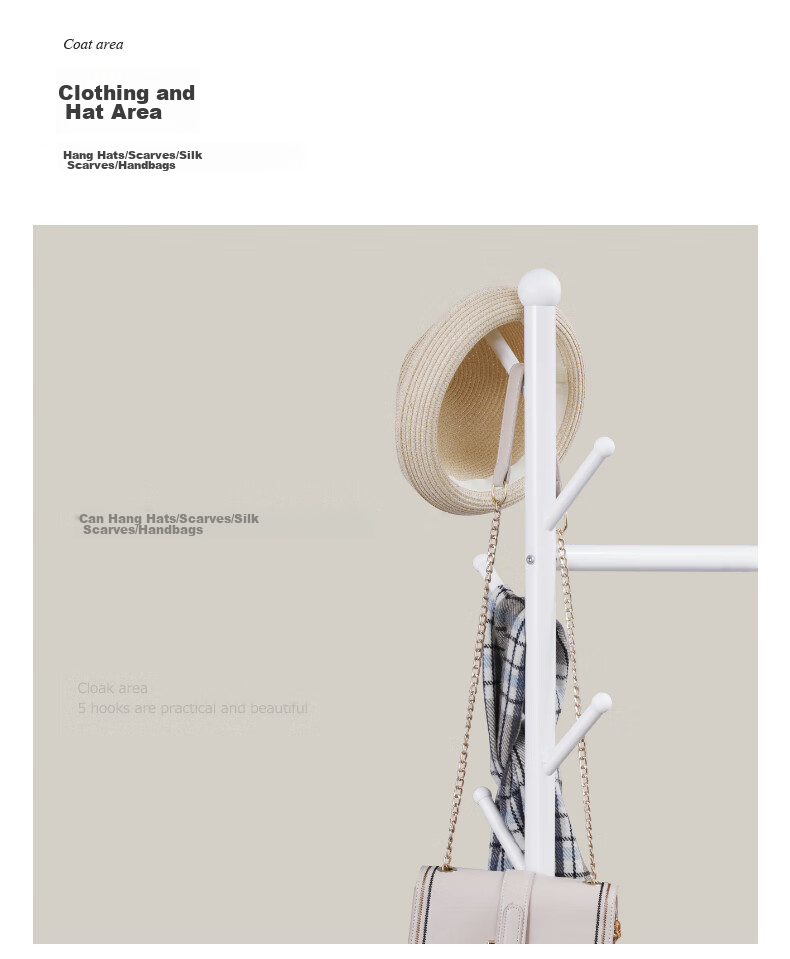 Yicainianhua Floor-Standing Clothes Drying Rack, Indoor Bedroom Simple Drying Pole, Coat And Hat Stand, Thickened Steel Pipe Drying Rack, 2166 7