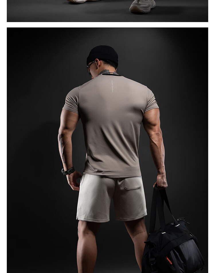 Monster Guardians Men's Sports Fitness Shirt Original Yarn Quick-Dry T-Shirt Lightweight Breathable Basic Running Training Short Sleeve Charcoal Black XL 16