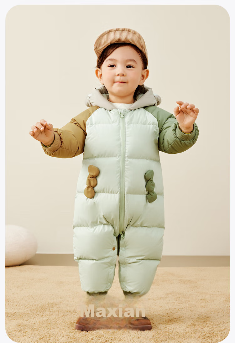 Minibala Newborn Baby down Jacket Onesie, Outdoor Wear for Boys And Girls, White Duck down Winter Coat 14