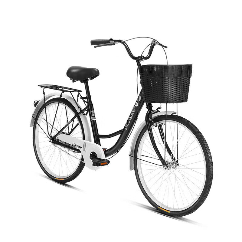 FOREVER City Commuter Bicycle, 26-Inch Solid Tire, for Adults, Men And Women, Children, Grocery Shopping, Commuting, Leisure City Bike, Black