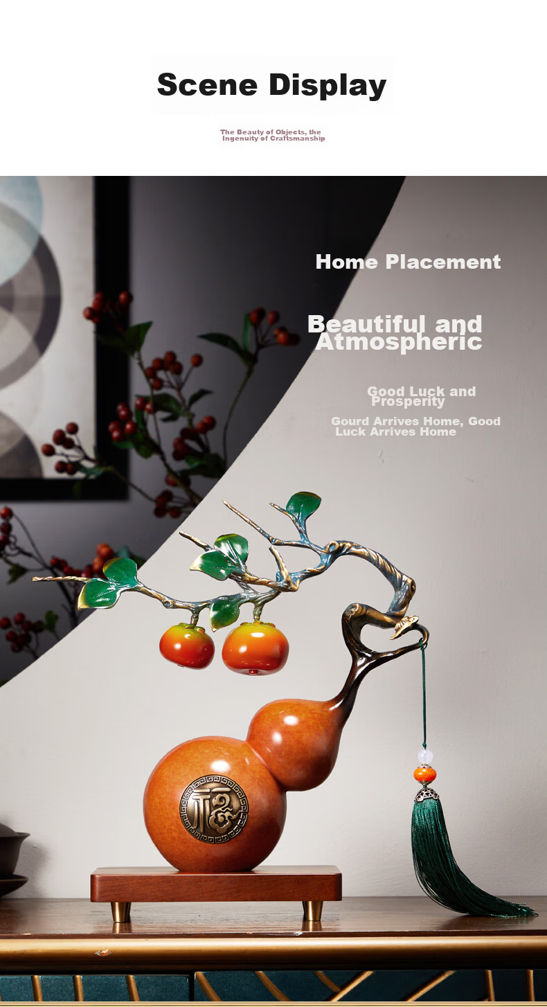 Nuoshiman Persimmon-Shaped Copper Gourd Ornament for Office, TV Cabinet Decoration, Living Room, Housewarming Gift, Moving Present, Business Opening 10