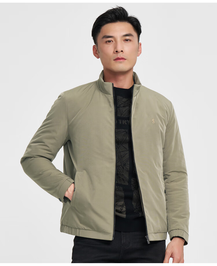 TRIES Men's Padded Jacket, Autumn And Winter Warm Embroidered Coat, Thick Windproof Stand-Collar Cotton Outerwear for Me 17