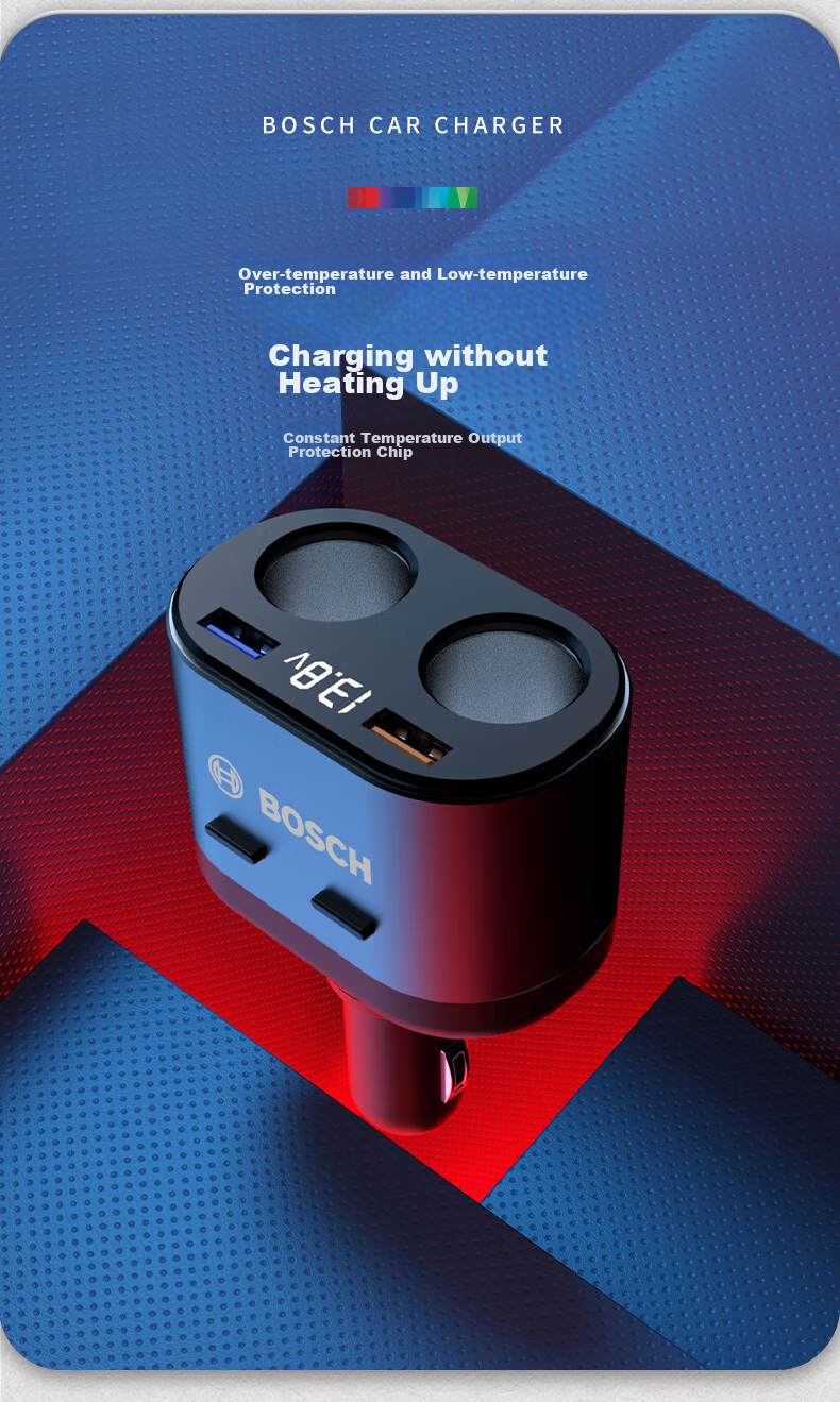 BOSCH PS700 Car Charger, Multi-Functional Car Cigarette Lighter Adapter, USB Car Charger with Fast Charging Functio 12