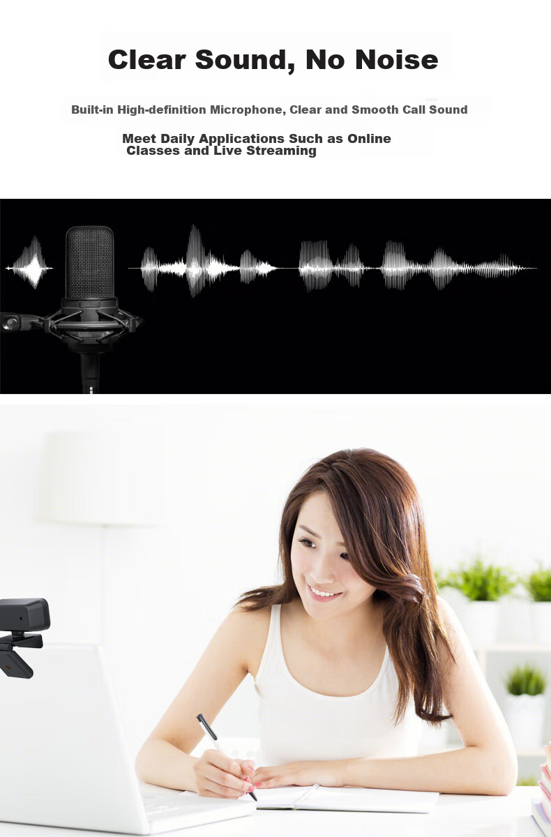 GESOBYTE C510 2K HD Live Streaming Webcam for Video Calls, Conferences, Online Teaching, Home Use, Exams, Research, Laptop And Desktop Computer with Built-In Microphone And USB Plug-And Desig 4