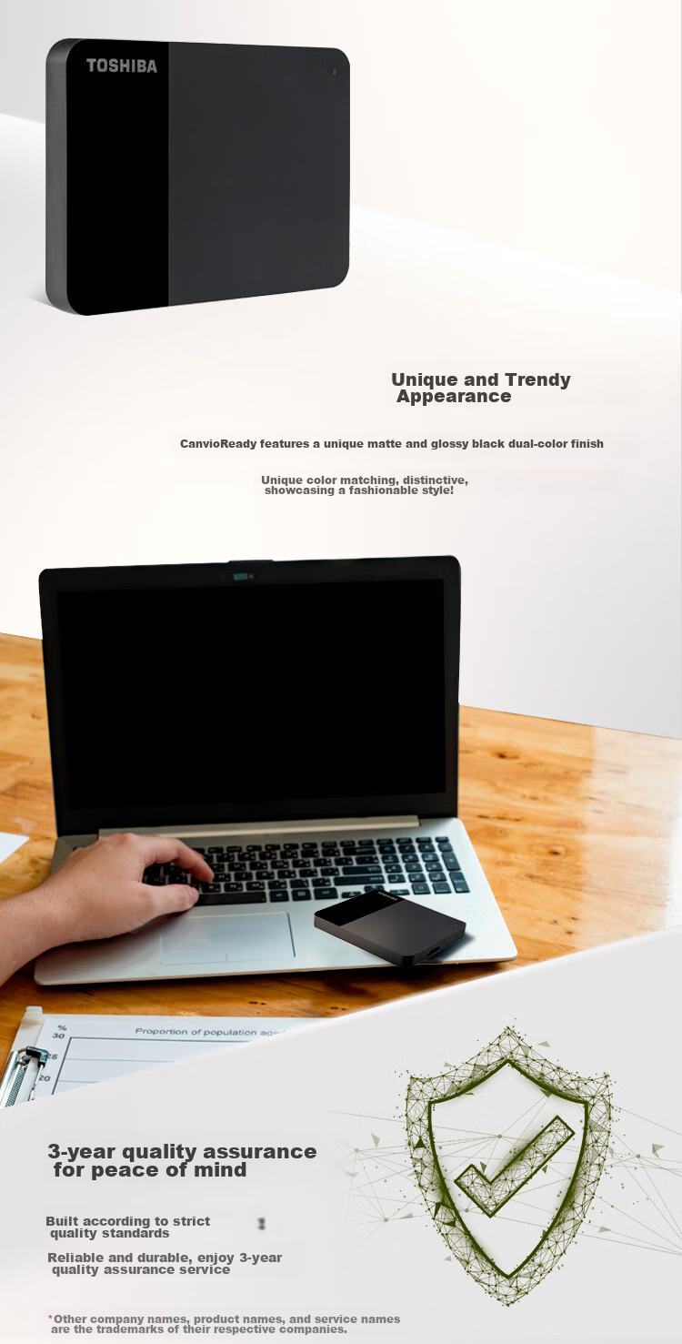 TOSHIBA 2TB External Hard Drive Mechanical READY B3 Series USB3.2 Gen 1 Business Black Compatible with Mac Stable Durable High-Speed Transfer 4