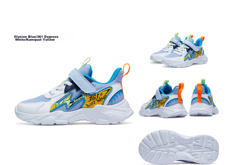 361° Children's Shoes, Boys' Shoes, Summer 2026, Lightweight And Bouncy Toddler Playful Casual Shoes for Kids, Blue, Size 30 37