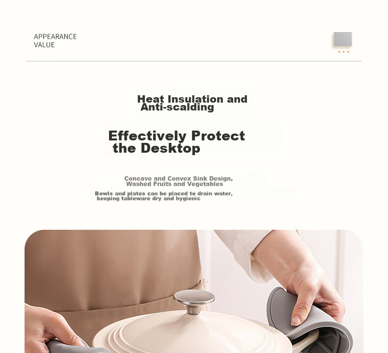 Siwangongli Heat Insulation Mat, Draining Mat, Kitchen Protective Silicone Pad, Countertop Mat, Cutting Board Non-Slip Mat, High Temperature Resistant Anti-Scalding Mat, Placemat 7