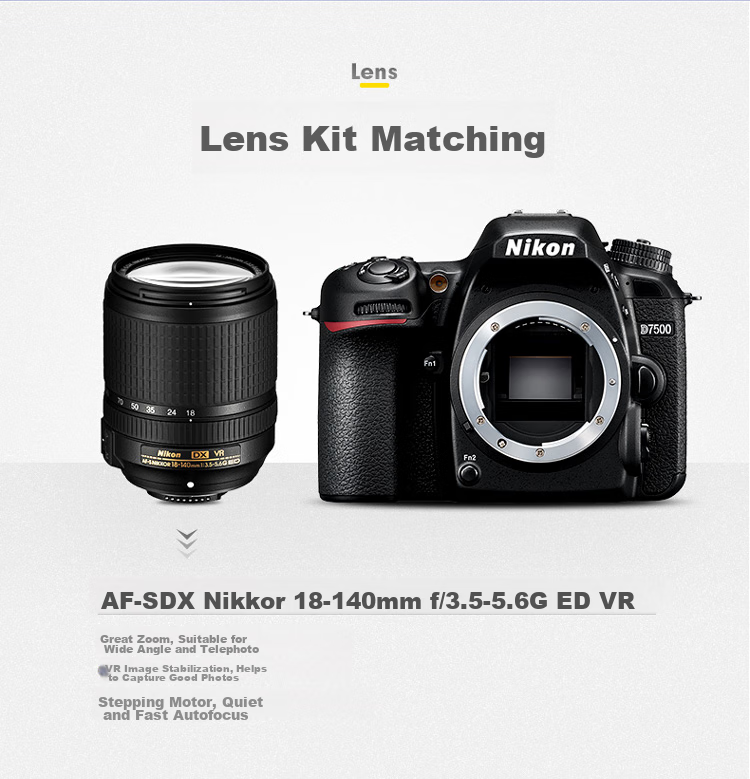 Nikon D7500, 18-140mm F/3.5-5.6G ED VR [Subsidies], DSLR Kit, Entry-Level DSLR 3