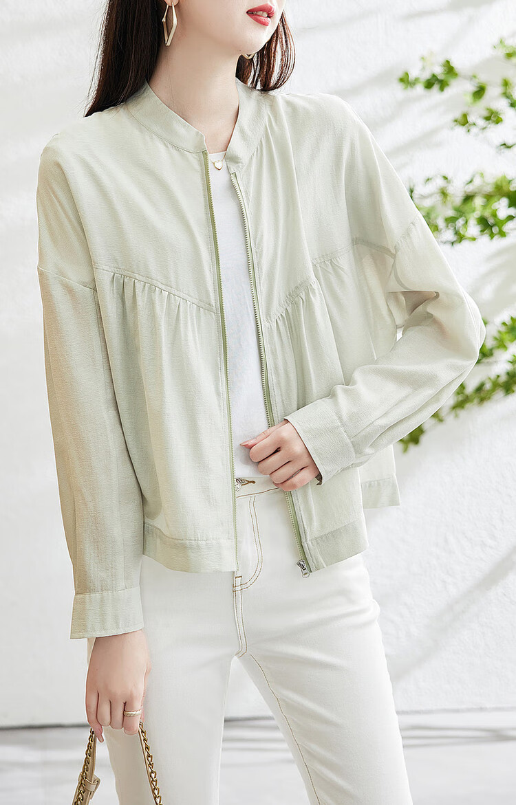 Dme [Air Conditioning Shirt Jacket], Spring And Autumn Stand-Up Collar, Loose-Fitting Drop-Shoulder Thin Jacket, Women's Short Style 10