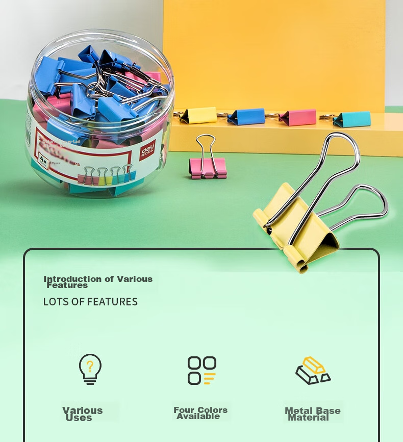Deli 96 Pieces 25mm Colorful Binder Clips, Large Bucket of Clips, No. 4 Medium Swallow Clip, Office Supplies, 96 Pieces/tube, 8554-D 2