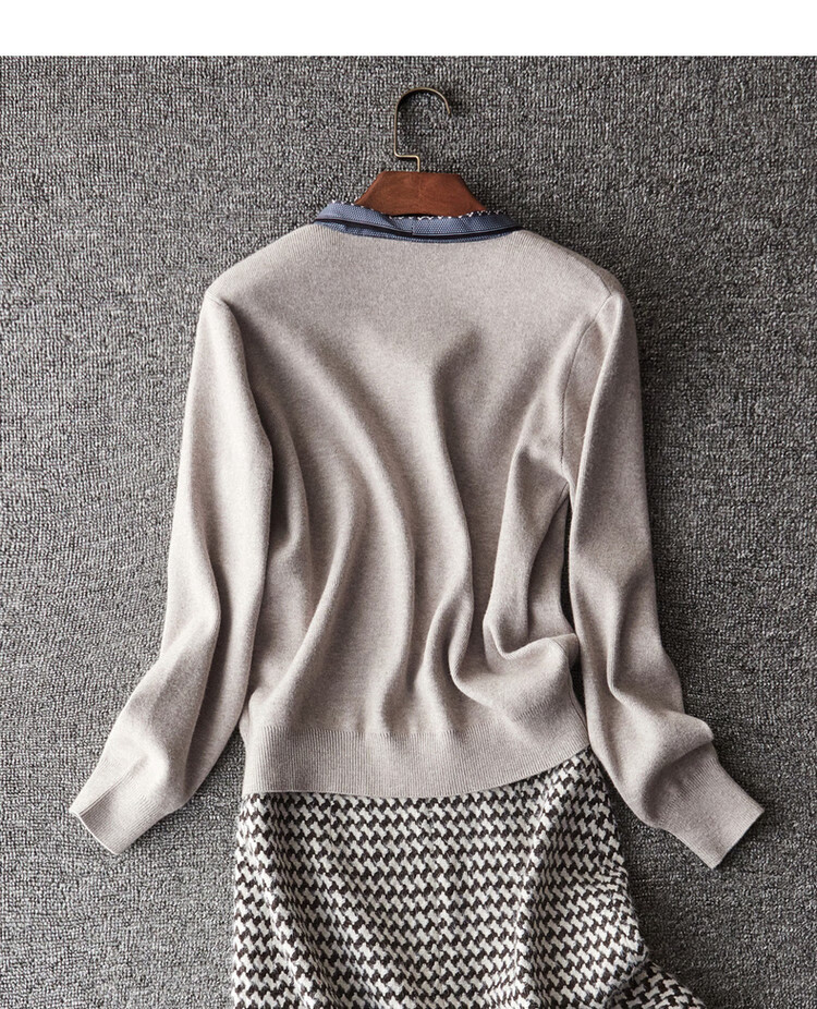 Dme [Commute] Spring And Autumn Silk Ribbon Pearl Button Decorated Cardigan, Versatile Knit Sweater for Women, Medium Gray, Size S 15