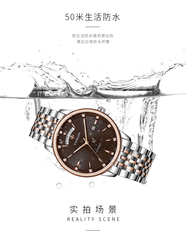 TANGIN Swiss Men's Watch, Imported Swiss Watch, Fully Automatic Mechanical Watch for Men, Birthday Gift for Me 16