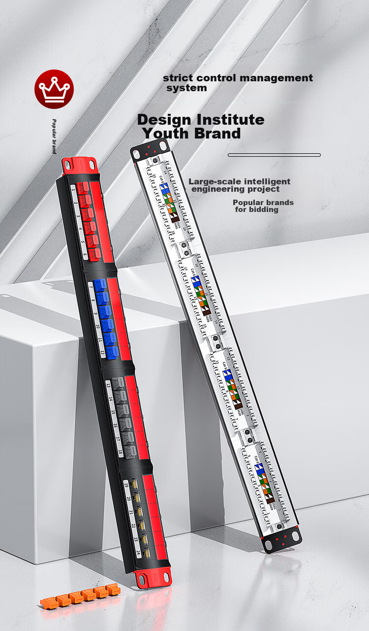 AMPCOM Patch Panel with 24 Ports, Cat5e Network Cable Patch Panel, 1U Rack-Mounted CAT5E Network Patch Panel, 15U Gold-Plated Xuerke Test AMCAT5E1924 18