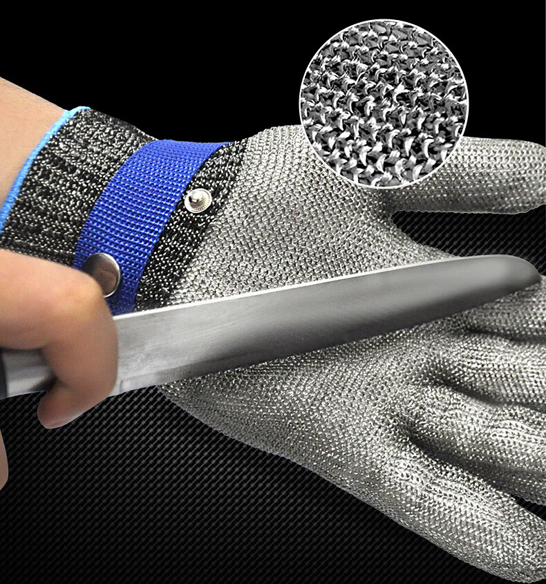 Ams Cut-Resistant Gloves, Anti-Bite Anti-Stab Fishing Knife-Proof Stainless Steel Metal Wire Kitchen Cutting Butchering Specialized One Pair 1706 6