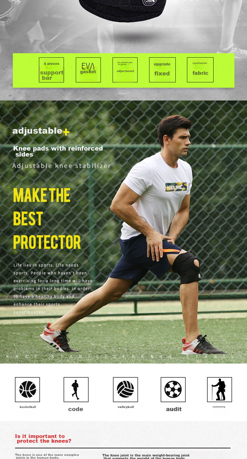 AQ Knee Brace for Sports, Running, Hiking, Badminton, Meniscus Protection, Joint Support, Single Piece, W51501S/M 2