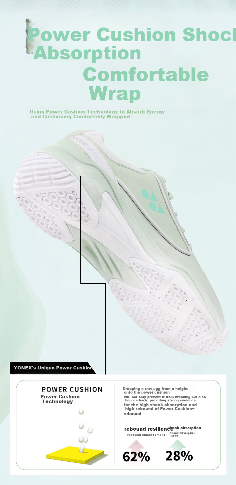 YONEX Badminton Shoes for Men And Women, Shock-Absorbing Non-Slip Sports Shoes SHB470CR Light Pink Size 38 3