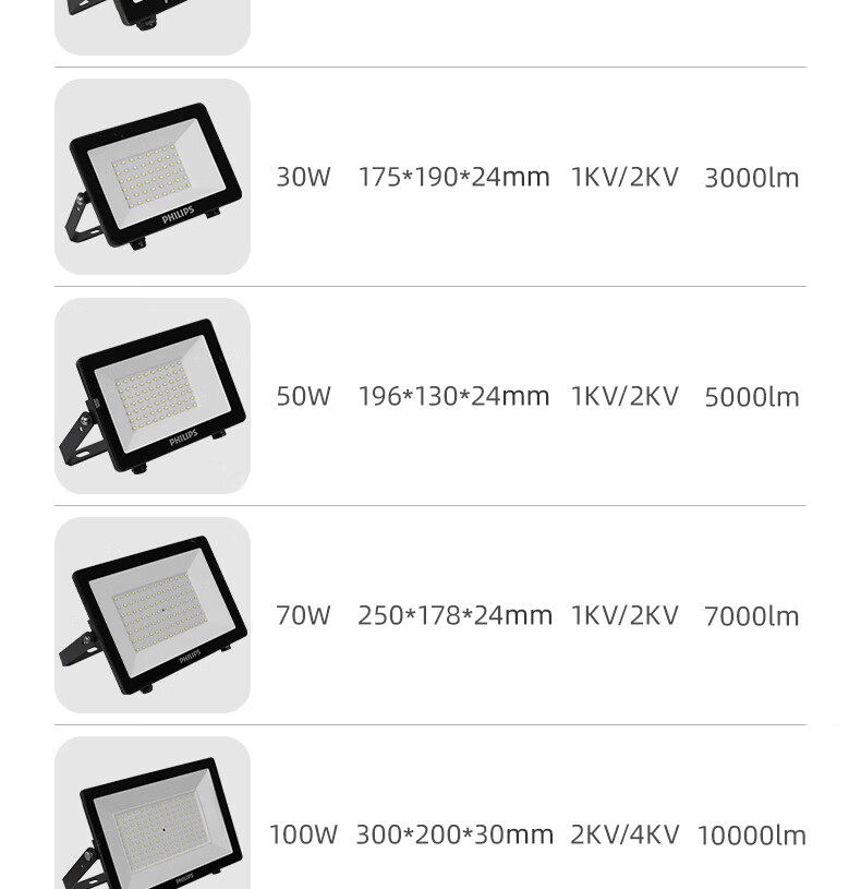 PHILIPS High Power LED Floodlight Waterproof Outdoor IP65 Spotlight 150W BVP150 White Light (6500K) 11