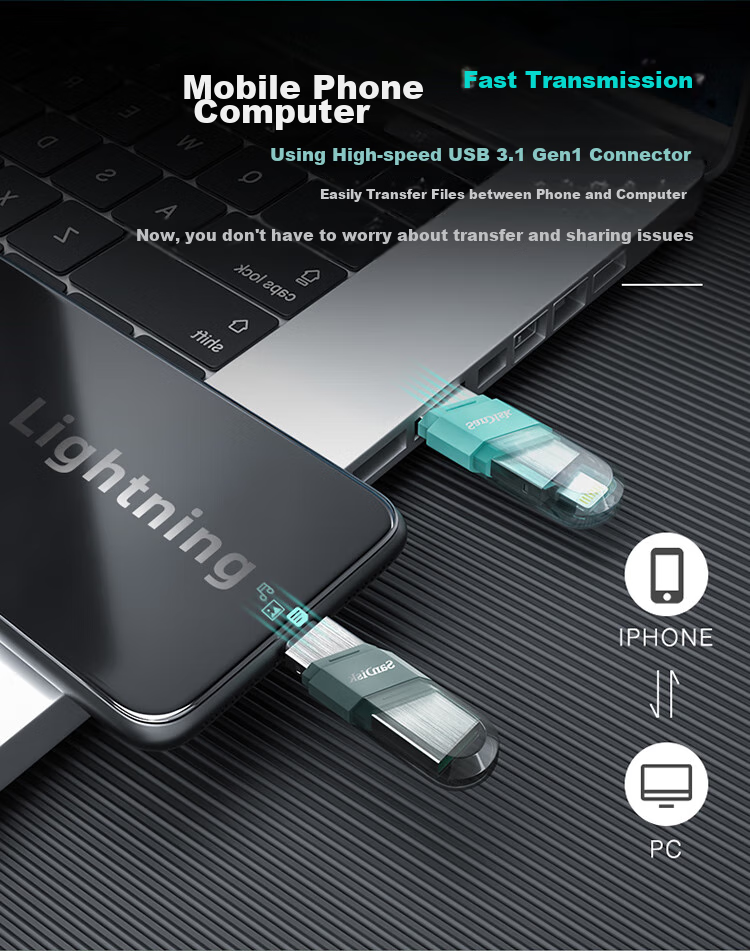 SanDisk, SanDisk, 256GB, Lightning USB3.1, Apple Phone Flash Drive, Black, Read Speed 90MB/s, Apple MFi Certified, Dual-Use Flash Drive for IPhone/iPad And Computer 11