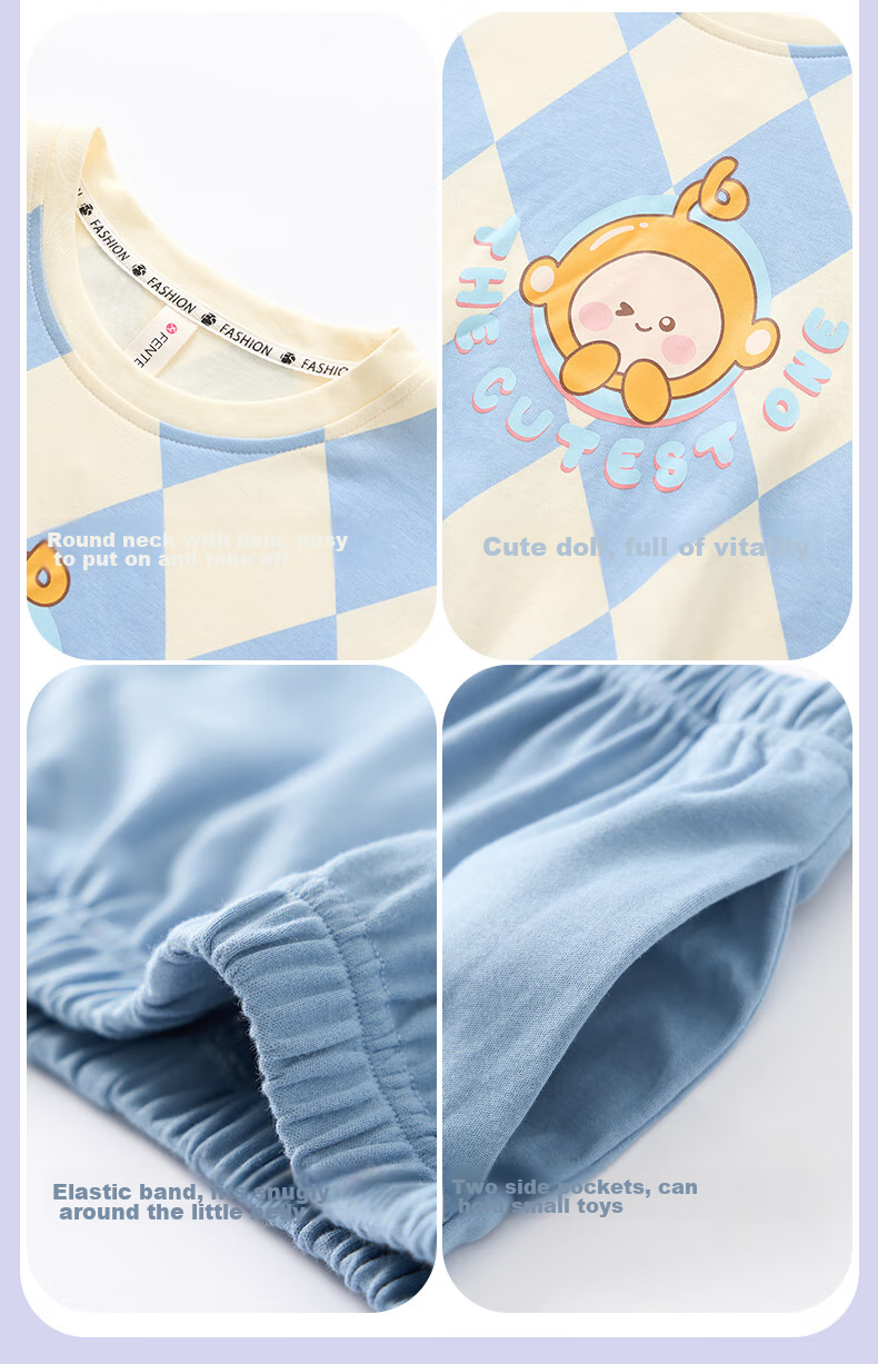 Fenteng Children's Pajamas for Boys, Pure Cotton Spring Season Sleepwear for Older Boys, Wearable Outside, Boys' Loungewear Q9X24790048 18