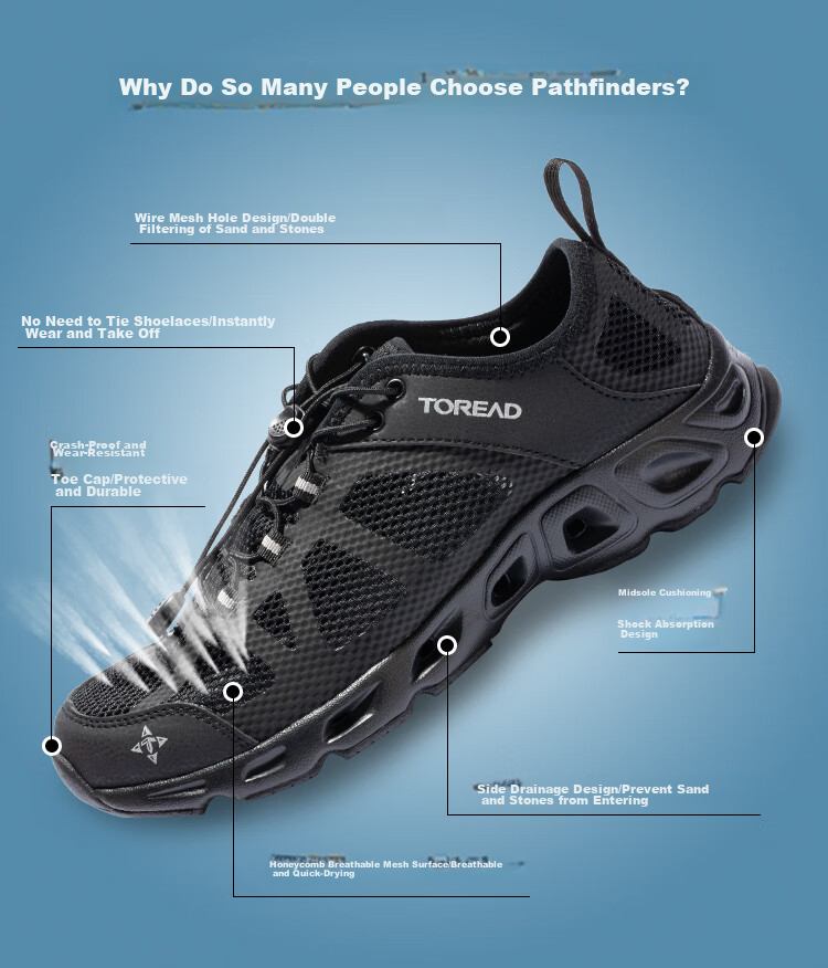 TOREAD Stream Trekking Shoes, Spring And Summer Men's Outdoor Non-Slip Wear-Resistant Breathable Water-Permeable Quick-Drying Beach Sandals, TFEECM81932 3