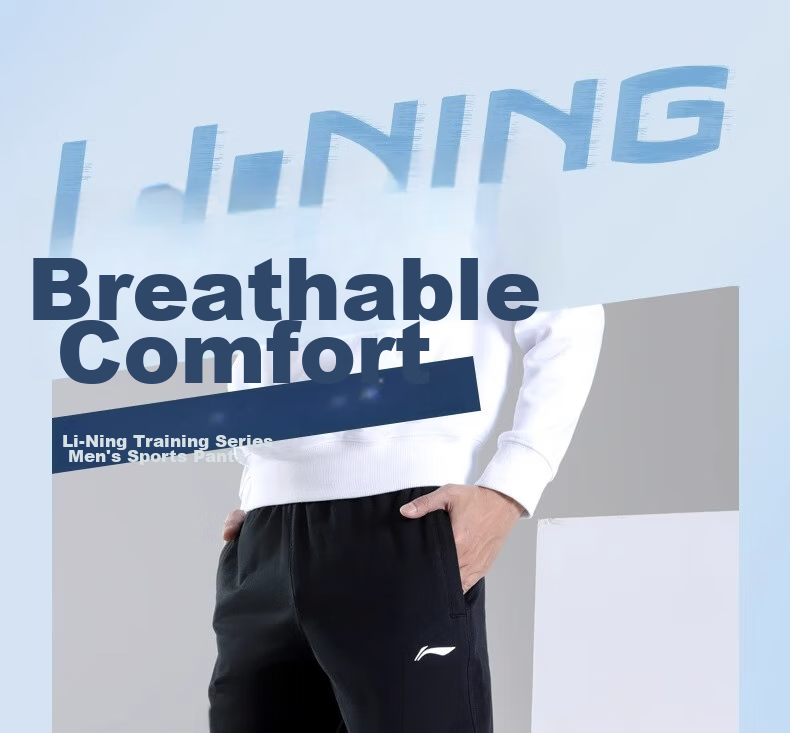 Li-Ning Pants, Summer Men's Ice Silk Quick-Dry Sports Trousers, Running Fitness Breathable Thin Pants, Loose Casual Jogger Long Pants XL 1
