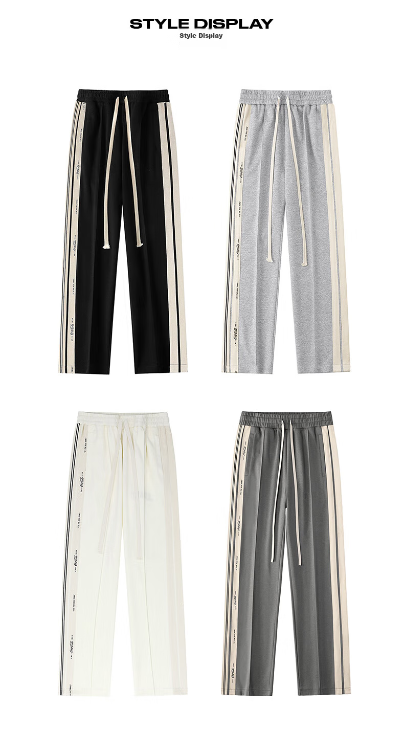 Coca-Cola Casual Pants for Men, Spring And Summer American-Style Trousers, Sports Pants, Straight-Leg Pants, Sweatpants, Black Regular, S (90-110 Jin) 17