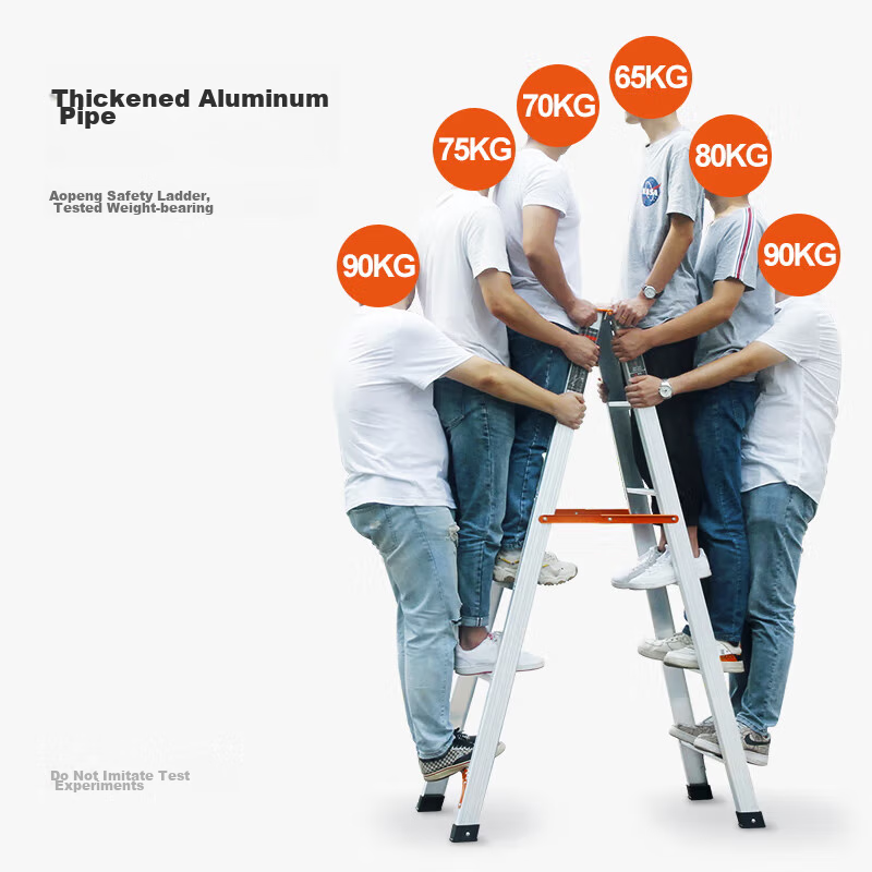 AOPENG Folding Ladder, Household A-Frame Ladder, Thickened Aluminum Alloy Six-Step Ladder, Multifunctional Double-Sided Engineering Staircase