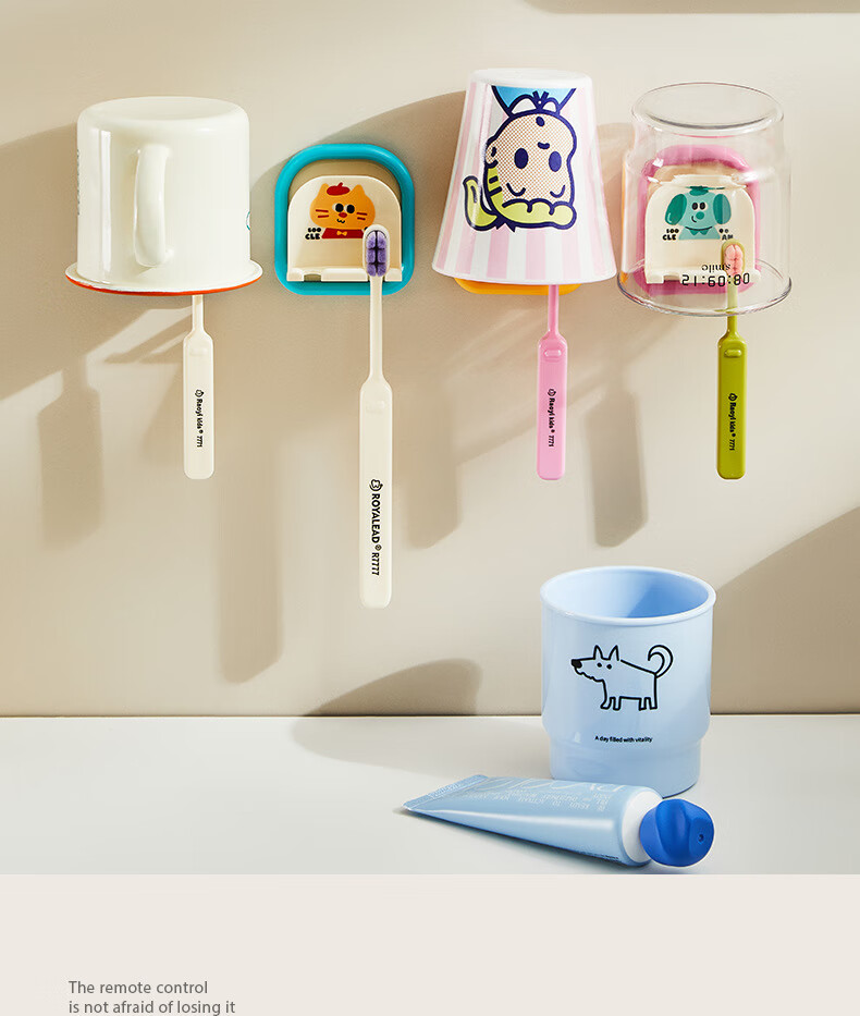 Fanyejia Toothbrush Holder Wall-Mounted No-Drilling Bathroom Children's Electric Toothbrush Storage Rack, Bathroom Wall-Mounted Hanger 8