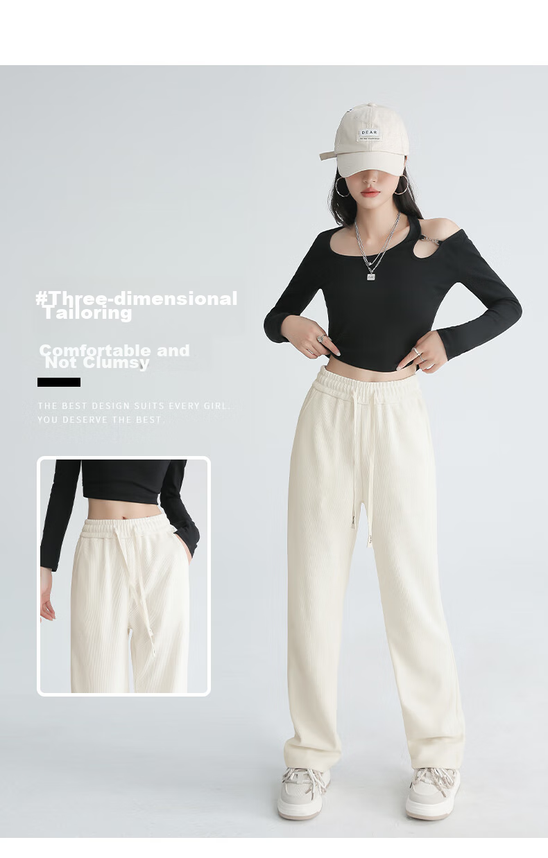 Baleno Slim Straight-Leg Pants for Women, 2026 Spring And Autumn Warm Casual Leg-Lengthening Corduroy Wide-Leg Trousers 3