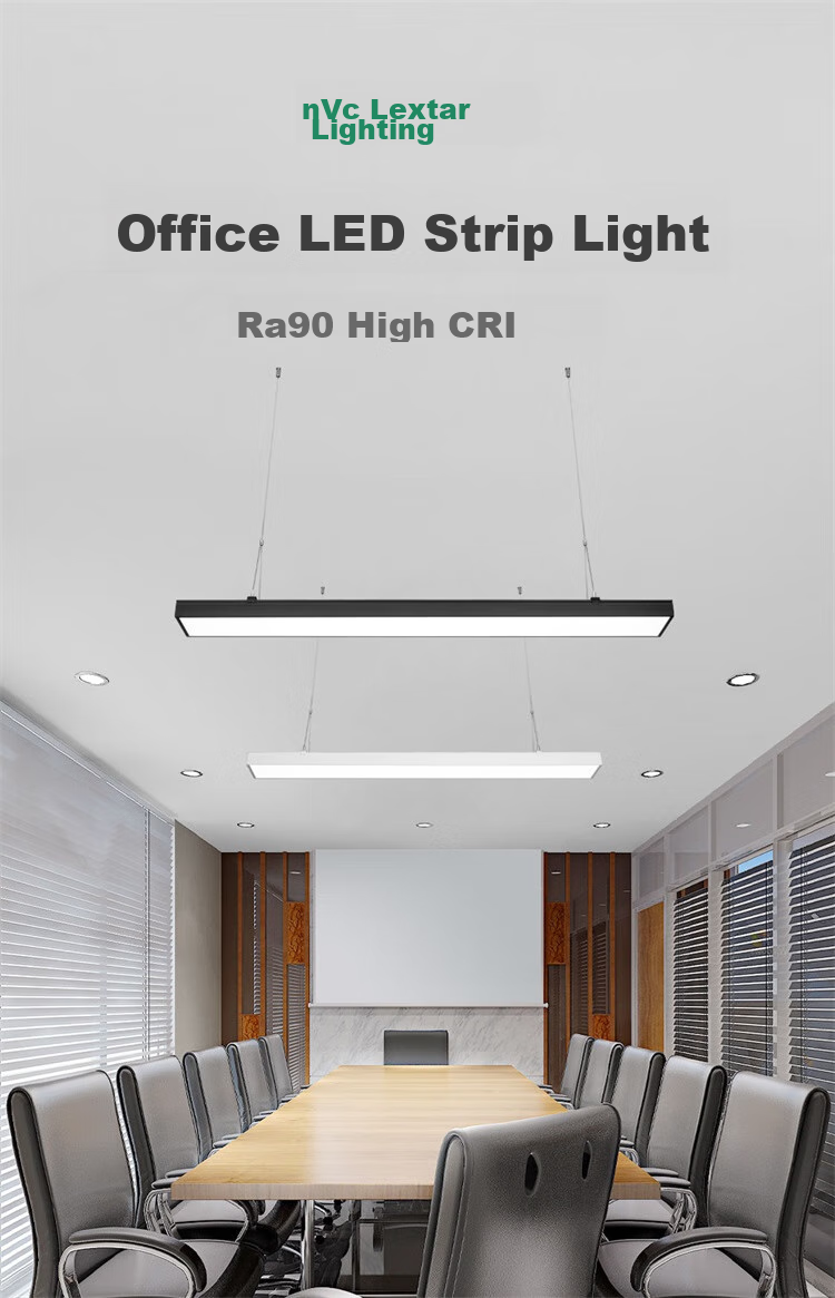 NVC LED Pendant Light for Office, Mall, Shop, Minimalist Long Strip Light, Iron Art Lamp Body, Black Frame Spotlight, 50W Cool White 1