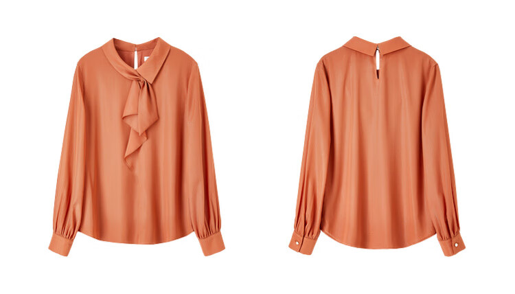 Sentubila Elegant Ribbon Blouse for Women, Spring Women's Wear, Light And Fashionable Long-Sleeve Chiffon Blouse, Versatile Commuter Top 40