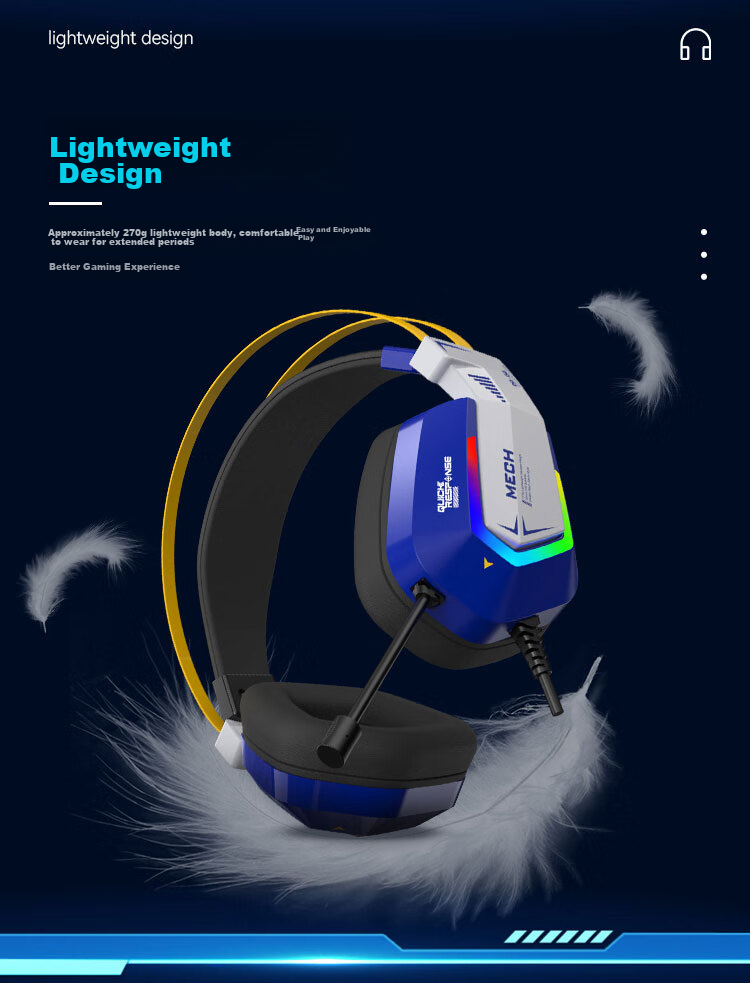 DAREU EH732 Gaming Headset with Wired Control, Single USB 7.1 Channel, Mingmo Yuanxu Zhuyu Listening Position - Mecha Editio 10