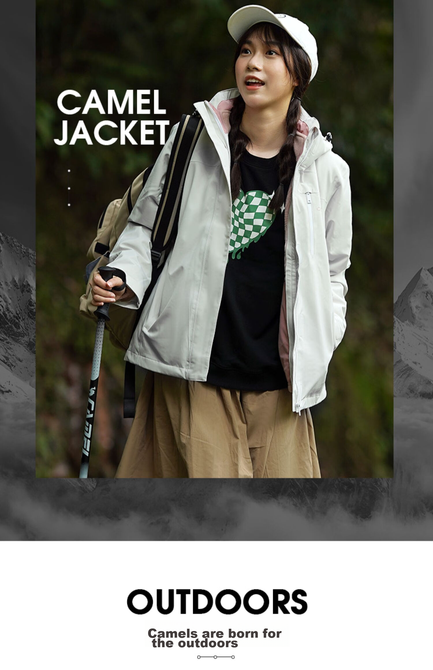CAMEL Three-In Jacket with Detachable Fleece Inner Layer, Waterproof Mountaineering Coat for Autumn And Winter 14