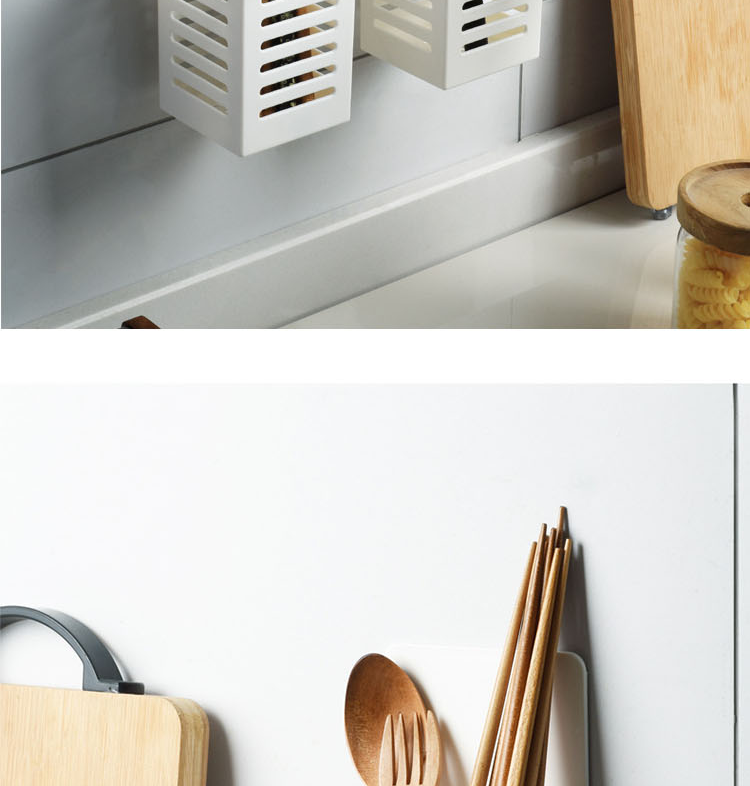 Quanshi Wall-Mounted Chopstick Holder without Drilling, 2-Pack Chopstick Rack with Spoon, Sink Draining Chopstick Organizer Storage Box 8