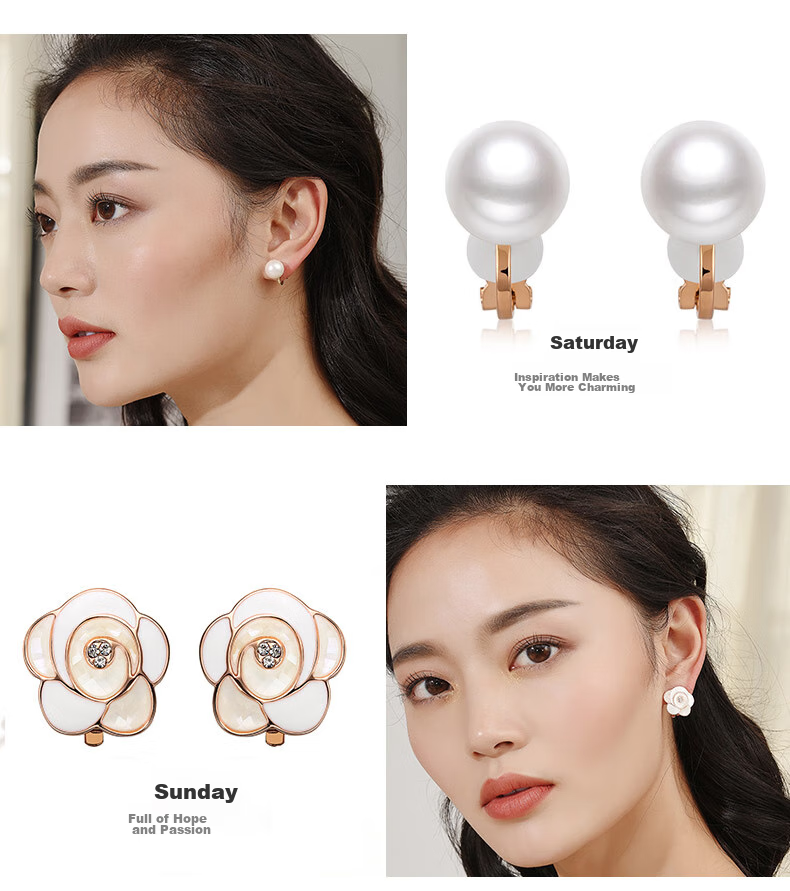 Dairuo No-Earring Ear Clips for Women, One-Week Earrings, Niche Rose Design, Elegant And Slimming, Practical Birthday Gift for Girlfriend 6