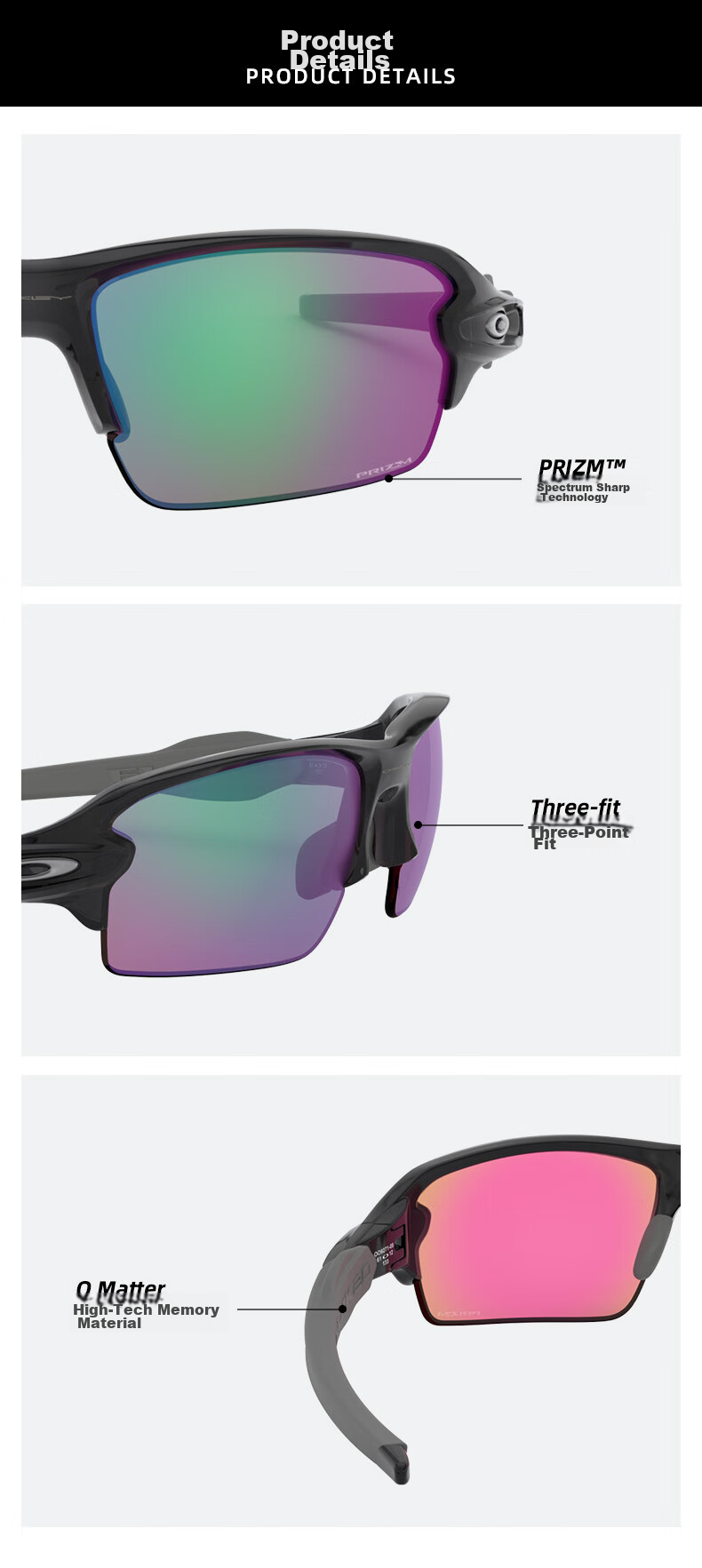 OAKLEY Sports Sunglasses, Driving Polarized Cycling Glasses, Windproof Glasses, FLAK 2.0 (A), 0OO9271 3