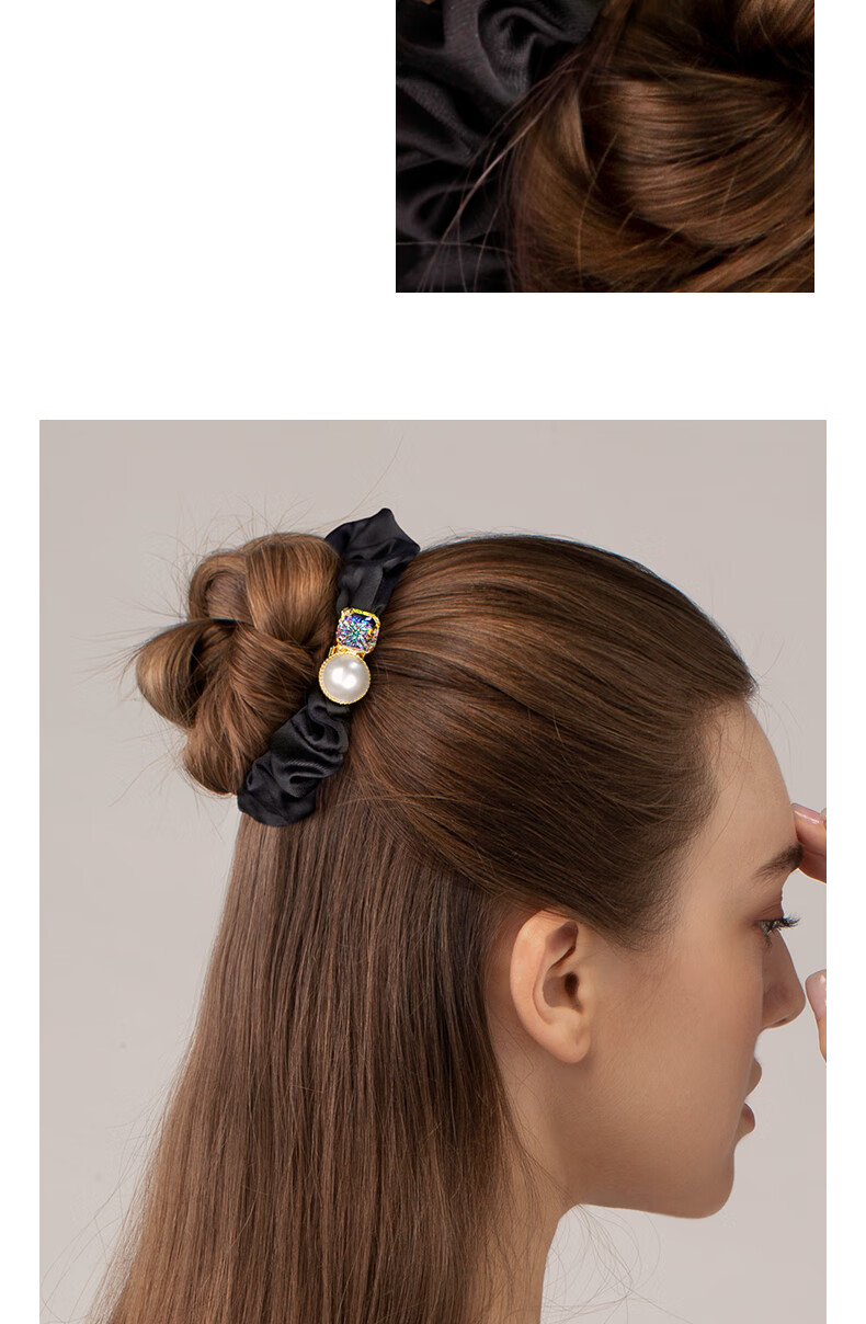 Cercoo Crystal Guardian Series Fatty Intestine Hair Tie, Crystal Pearl Ponytail Hair Band, Hair Accessory, Gift for Girlfriend 3