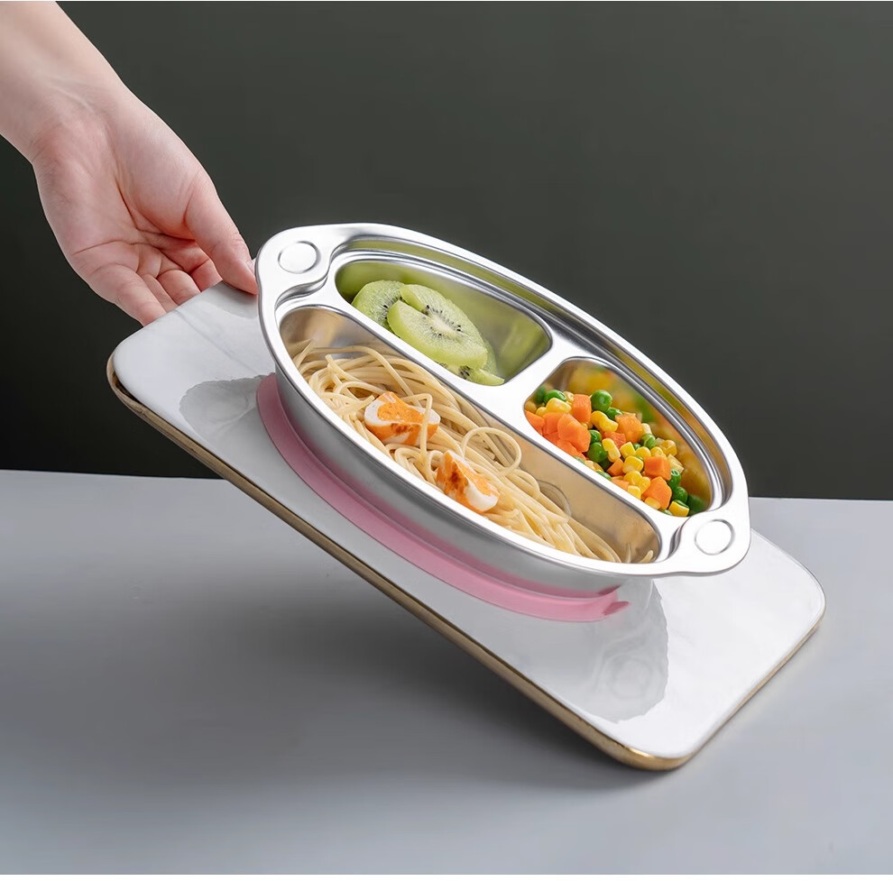 Onlycook [Sun Li Same Style] Children's Suction Plate, 304 Stainless Steel Baby Food Plate, Dishware Compatible with Dishwasher 4
