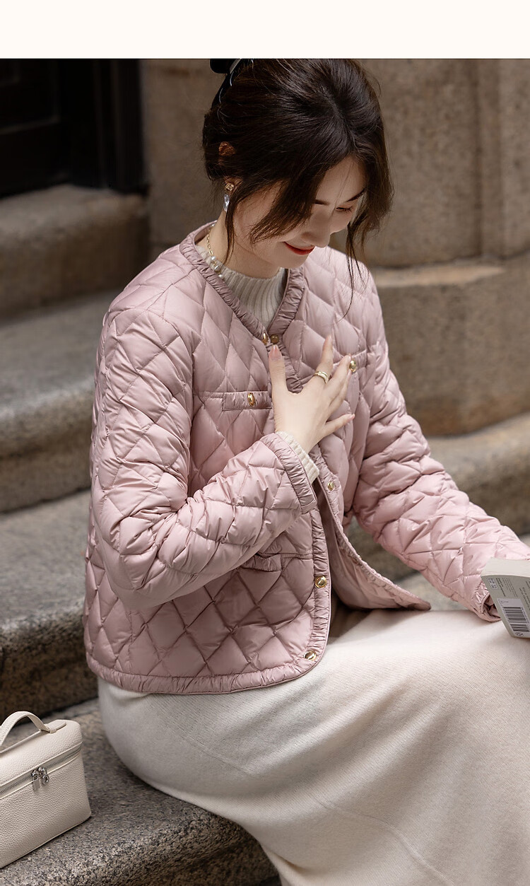 Dme [Qianjin Madeline] Winter Chanel-Style Lightweight Cloud 90% Duck Down Coarse Tweed Filling Puffer Jacket for Wome 22